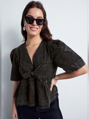 GANNI Front Tie Top Size 36 Size 4 US